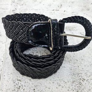 Women Belt Black Braided Waistband Pin Buckle Belt Size 32-36 inches